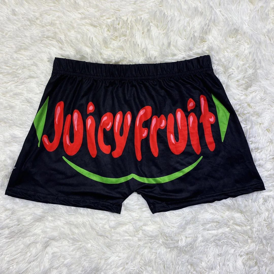 High wasted juicy fruit booty shorts for women