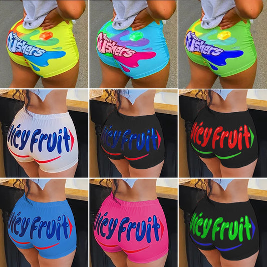 High wasted juicy fruit booty shorts for women